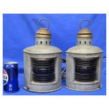 Pair Boat Lights electrified,  port and Starboard