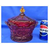 Fostoria Royal Ruby Large Lidded  candy dish ,
