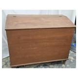Primitive Pine Bin with till on left , Red Paint