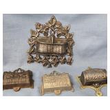 4 Cast Iron match holders- one double and 3