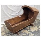 Antique Hooded Cradle,  dovetailed,  hand holds
