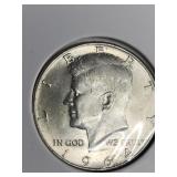 1964 Silver Kennedy Half Dollar cion.   Look at
