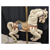 Wood Carousel Horse mounted on Brass Pole 43"