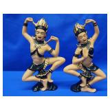 Pair Mid Century Temple Dancers by Ceramic Art