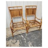 Pair MCM Rattan bamboo chairs.   Made in