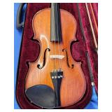 Student Violin with bow and canvas carrying case.