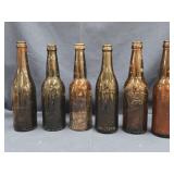 6 Early 20th century Amber Glass  Beer Bottles ,