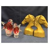 Lot- 2 Art Glass Bird Paperweights  and a Pair
