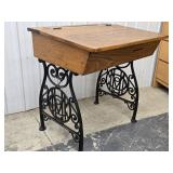 Oak School Desk with Iron base , custom made