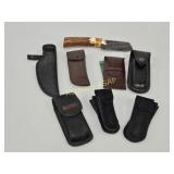 Pocketknife Leather Pouches, Soft Sheaths+ Knife