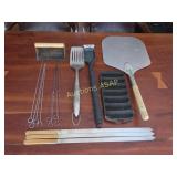 Outdoor Grilling Utensils - Skewers Spatula Brush+