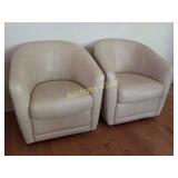 Leather Swivel Accent Armchairs