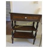 Vintage Side Table with Drawer & 2 Shelves