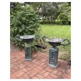 Pair of Cast Garden Urns on Pedestals