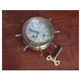 Vintage Schatz Ships Bell Clock Ship's Wheel Model