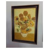 Vincent Van Gogh Sunflowers Painting 41x29 Framed