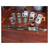 Armenian Brandy Sword Bottle, Steins & Julep Cups