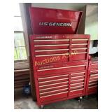 Large Top & Bottom US General Tool Box Set w/Tools