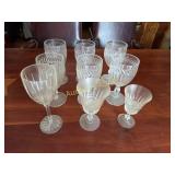 Crystal Glassware - 9pc Wine & Cordial