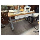 Nice Lab Table on Casters, Wood w/Glass Top