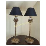 Pair of Table Lamps - Black & Gold