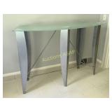 Set of Two Glass Topped Tables w/Metal Legs