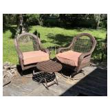 Wicker Swivel Deck Patio Chairs and Side Table