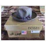 Dobbs Black Straw Fedora Size 7-1/4 to 7-3/8
