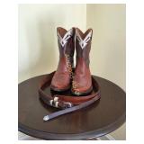 Little's Custom Leather Cowboy Boots and Belt