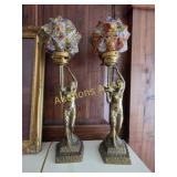 Serving Girl Lamps w/Geometric Splatter-Paint Bulb