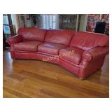 Red Leather Curved Sofa Couch