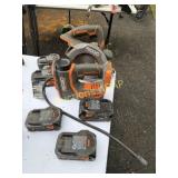Ridgid Air Compressor, Skillsaw and Batterys
