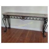 Console Table - Wrought Iron w/ Marble & Glass