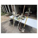 Misc Treasure Lot, Wood Clamps, Sand Blaster &