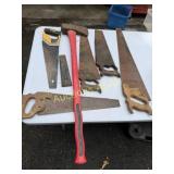 Vintage Hand Saws and Wood Splitting Tools