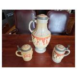 Vintage Villeroy Boch Mettlach Beer Steins & Pitch