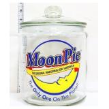 Glass round Moon Pie canister w/ glass lid