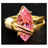 10k gold marquis cut pink sapphire ring lab grown