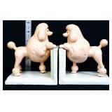 Pair cast iron pink poodle bookends