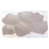 Jeanette pink milk glass 16in feather tray