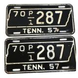 Pair 1957 Tennessee license plates