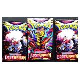 3 sealed Pokemon Lost Origin foil card packs