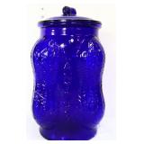 Cobalt glass Planters Peanuts canister