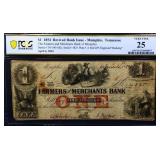 Graded 25 1854 Farmers & Merchants Memphis $1 note