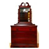 Vtg 3 drawer flat front dresser w/ mirror see pic