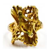 Gold over base ring, missing stone, see pics