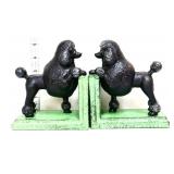 Pair cast iron black poodle bookends