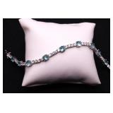 Blue & white topaz bracelet, lab created