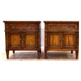 Pair MCM 2 door 1 drawer nightstands