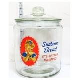 Round glass Sunbeam Bread canister w/ glass lid
